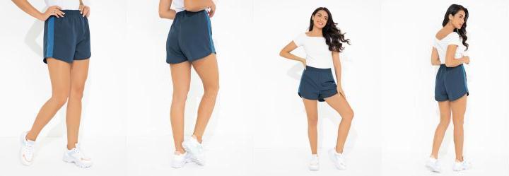 Short Marinho e Azul com Recortes Laterais