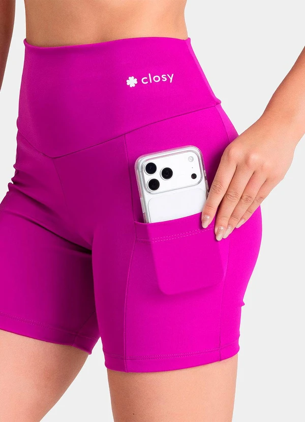 Closy - Shorts com Bolso Rise Fúcsia 5
