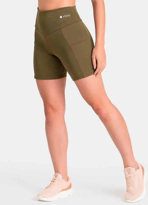 Closy - Shorts com Bolso Rise Verde Escuro
