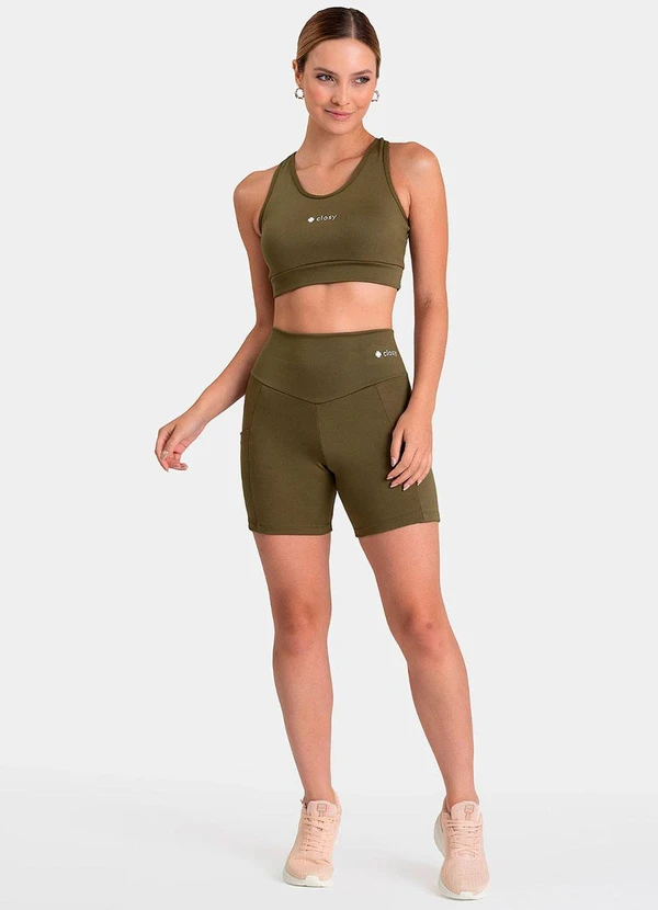 Closy - Shorts com Bolso Rise Verde Escuro 3