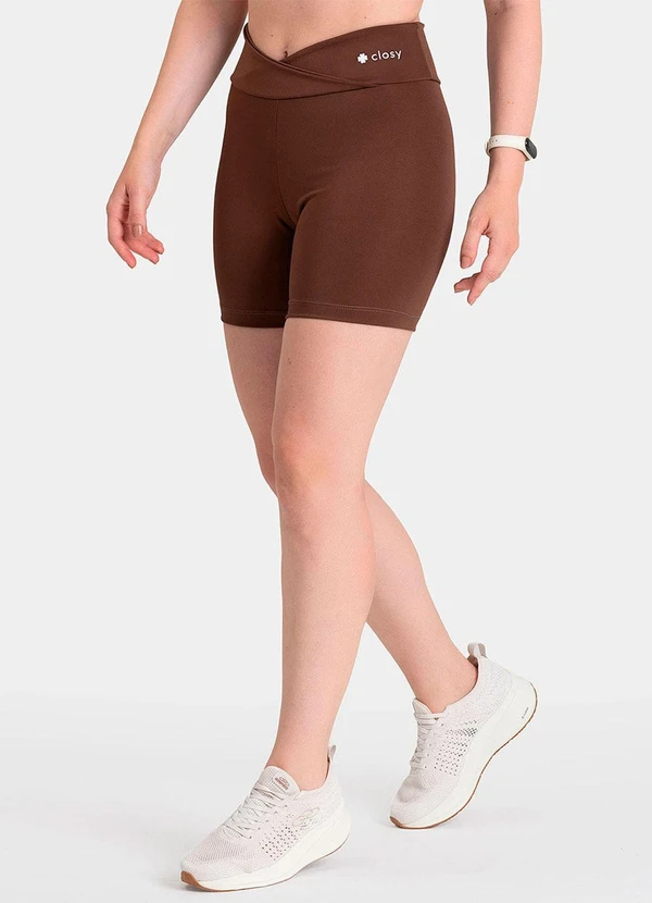 Closy - Shorts Cós Transpassado Energy Marrom 1