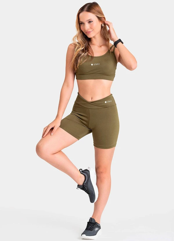 Closy - Shorts Cós Transpassado Energy Verde Escuro 3