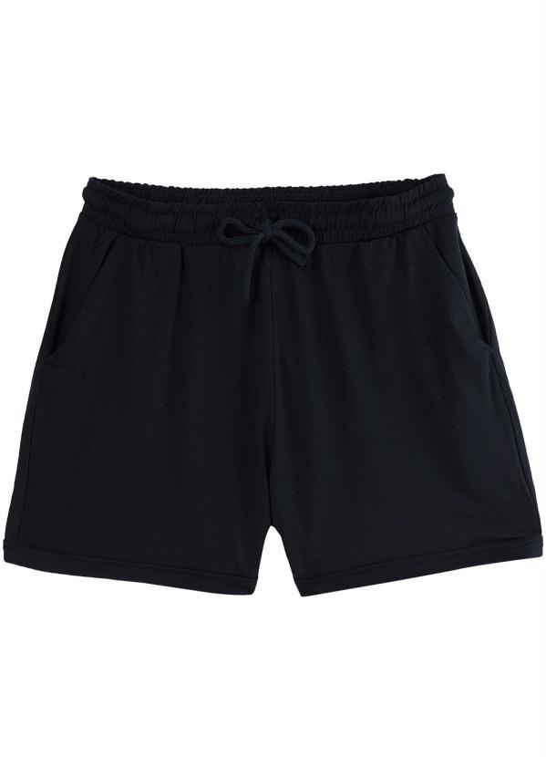 Malwee - Shorts Preta em Moletinho de Viscose 3