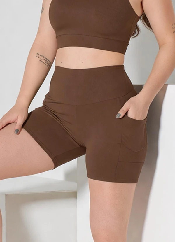 Hay Fit - Shorts Vicky Marrom Café Torrado