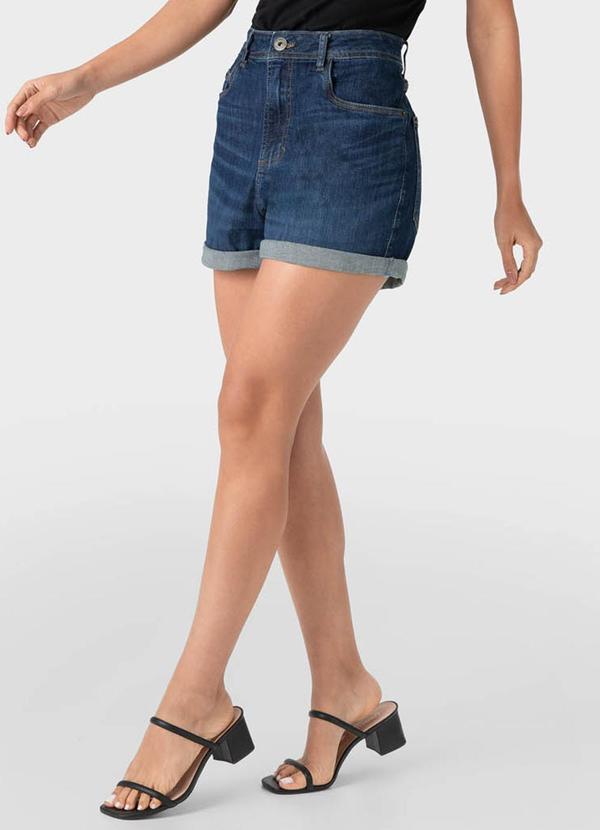 Malwee - Bermuda Azul Escuro Feminina Boyfriend Jeans