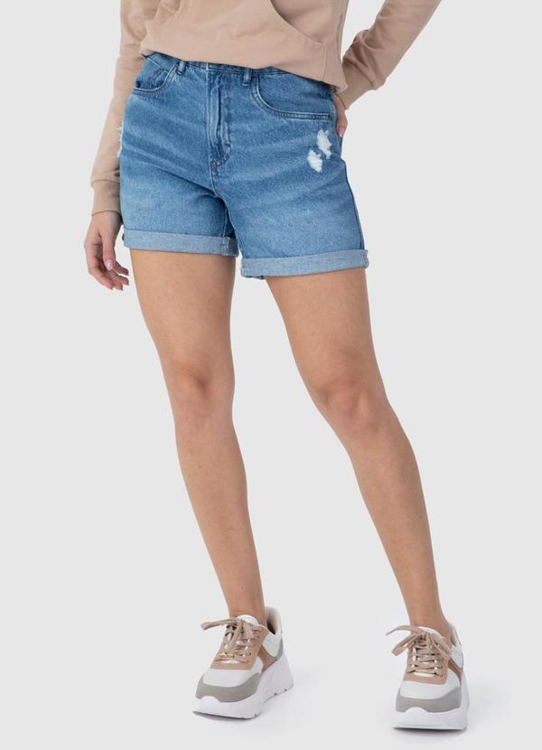 Malwee - Bermuda Feminina Boyfriend Jeans Azul