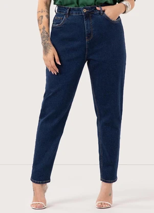 Lunender Mais Mulher - Calça Mom Jeans Plus Size com Chapa Barriga Azul - LUNENDER MAIS MULHER