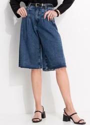 Jorts Jeans Escuro em Jeans