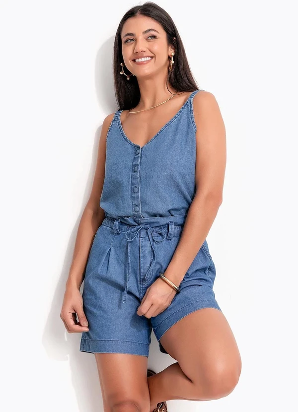 Quintess - Short Azul Médio em Jeans 7