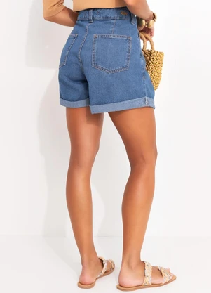 Quintess - Short Clochard Jeans Medio com Barra Dobrada - QUINTESS