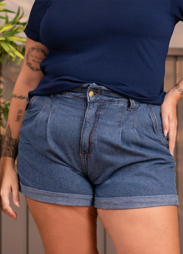 Quintess - Short Clochard Jeans Medio com Barra Dobrada 14