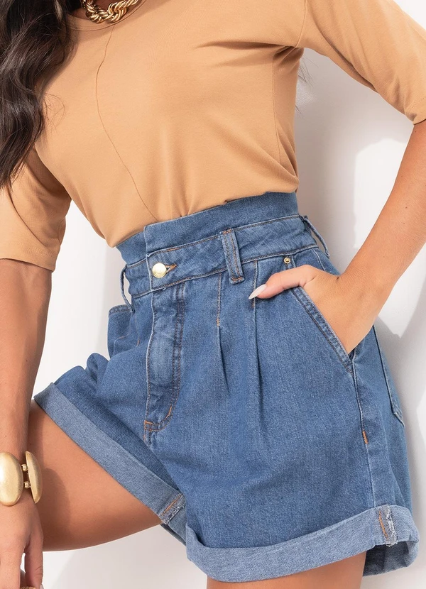 Quintess - Short Clochard Jeans Medio com Barra Dobrada 4