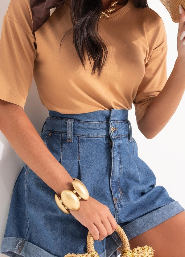 Quintess - Short Clochard Jeans Medio com Barra Dobrada 5