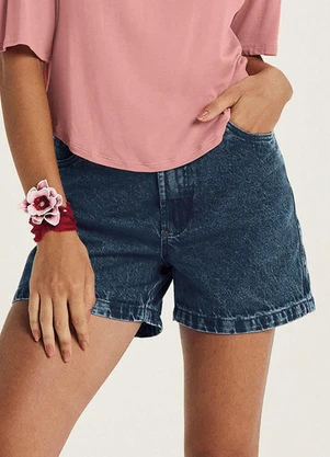 Marialícia - Short Feminino Jeans com Bolsos Azul - MARIALÍCIA