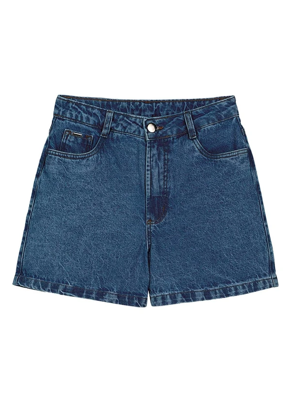 Marialícia - Short Feminino Jeans com Bolsos Azul 5