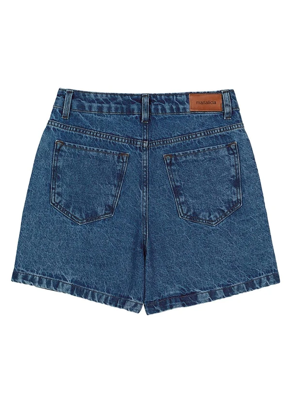 Marialícia - Short Feminino Jeans com Bolsos Azul 6