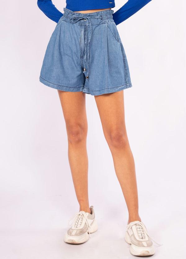Doce Trama - Short Jeans Amplo Azul
