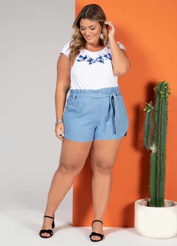 Quintess - Short Jeans Azul com Babados 9
