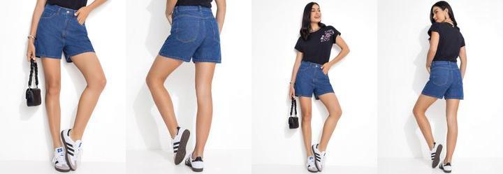 Short Jeans Azul Escuro em Jeans