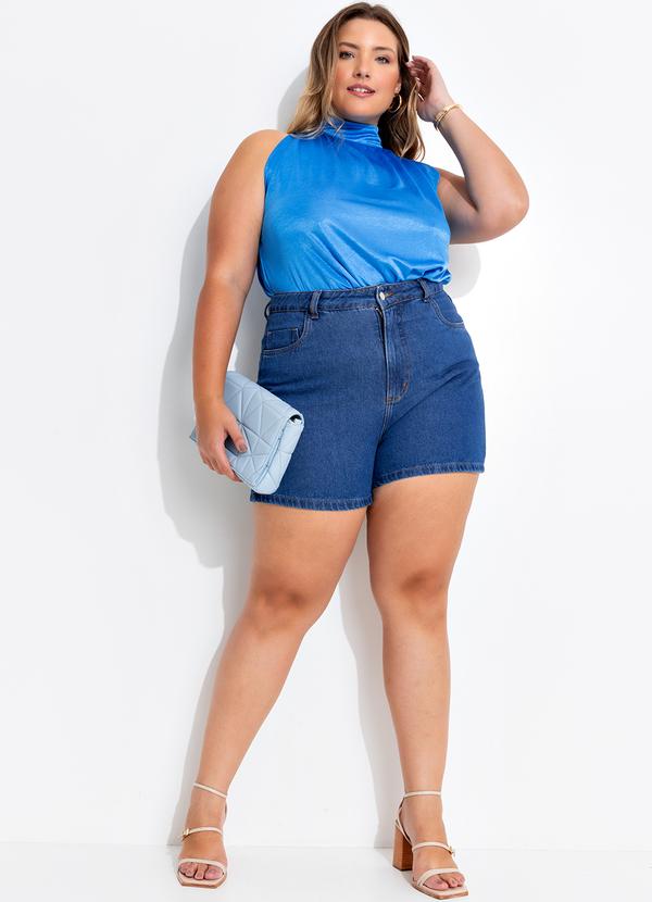 Quintess - Short Jeans Azul Escuro em Jeans 10