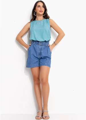 Quintess - Short Jeans Claro em Jeans - QUINTESS