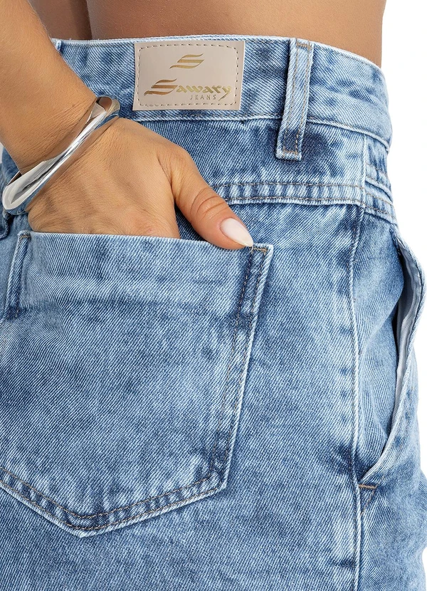 Sawary Jeans - Short Jeans Claro Sawary com Bolsos Funcionais 6