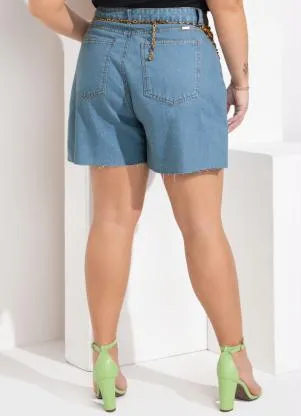 Quintess - Short Jeans com Pregas e Bolsos Funcionais - QUINTESS