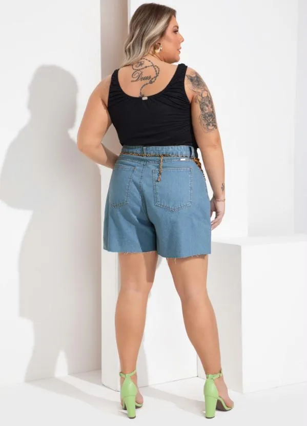 Quintess - Short Jeans com Pregas e Bolsos Funcionais 10