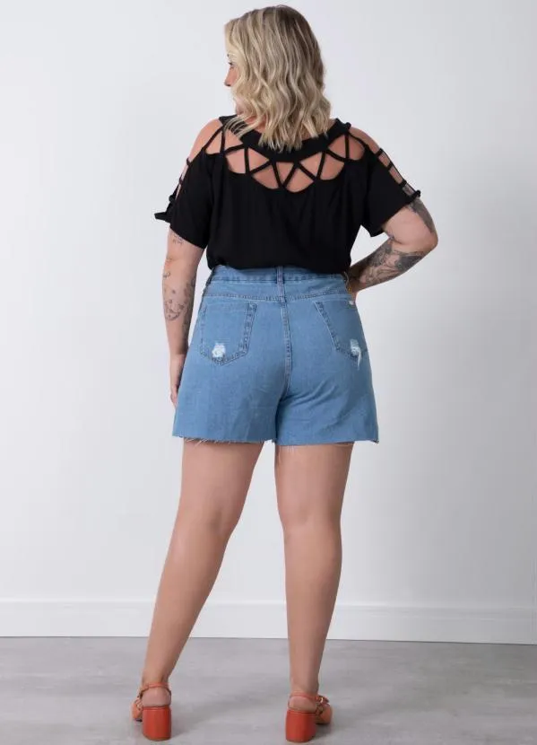 Quintess - Short Jeans com Recortes