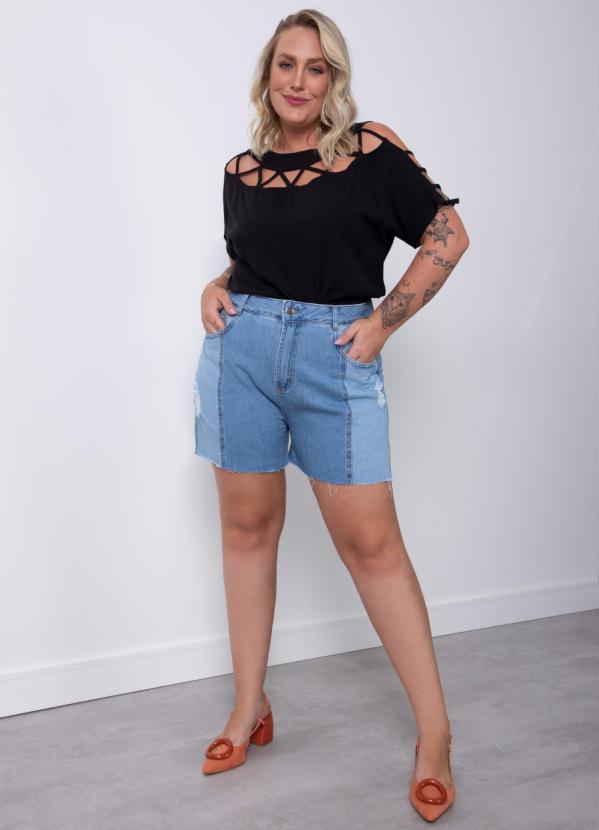 Quintess - Short Jeans com Recortes 2
