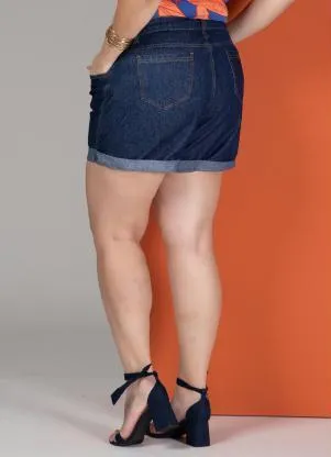 Quintess - Short Jeans Escuro com Barra Italiana - QUINTESS