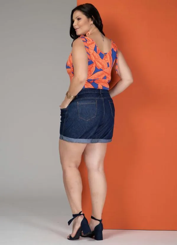 Quintess - Short Jeans Escuro com Barra Italiana 10