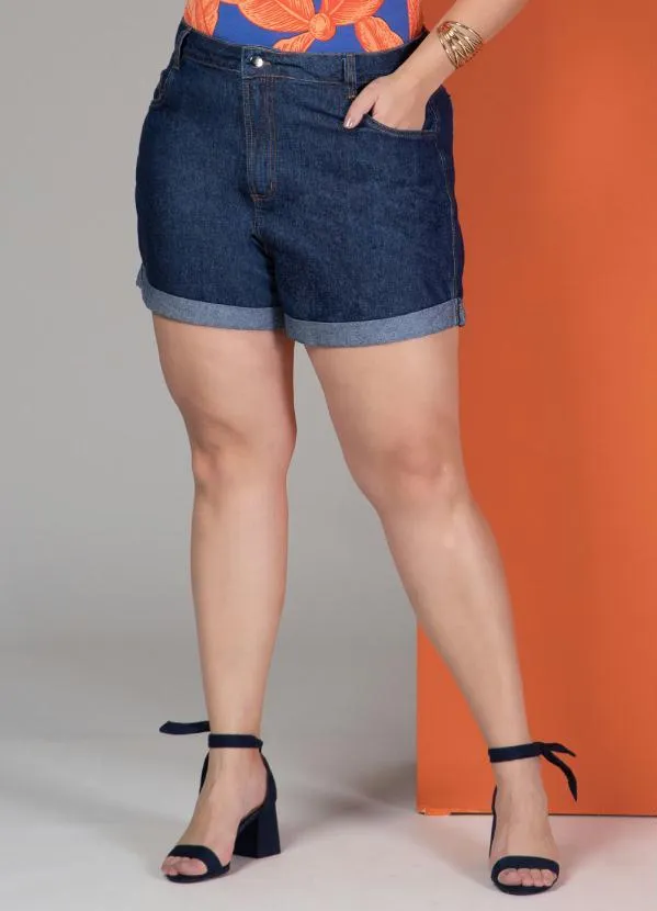 Quintess - Short Jeans Escuro com Barra Italiana 7