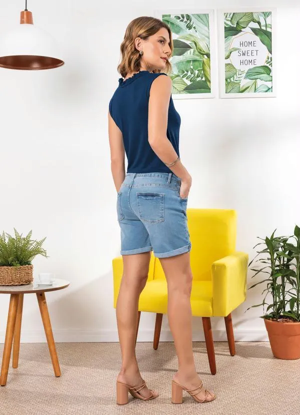 bonprix - Short Jeans Puídos Azul Médio 6