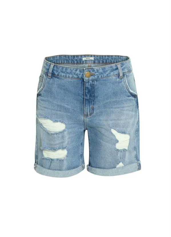 bonprix - Short Jeans Puídos Azul Médio 7