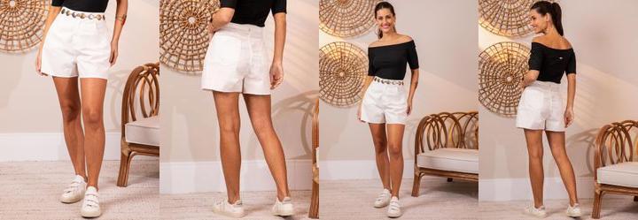 Short Off White em Sarja com Pudos