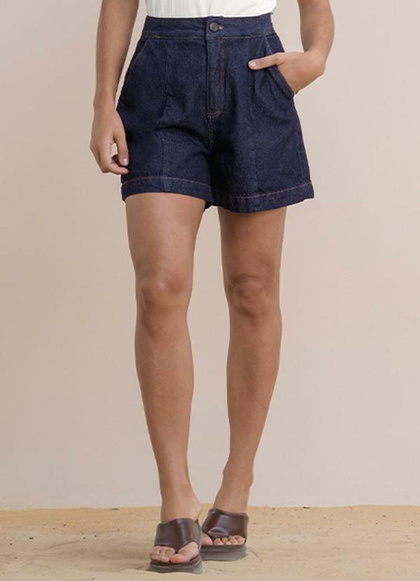Angel - Shorts Alfaiataria Jeans Escuro