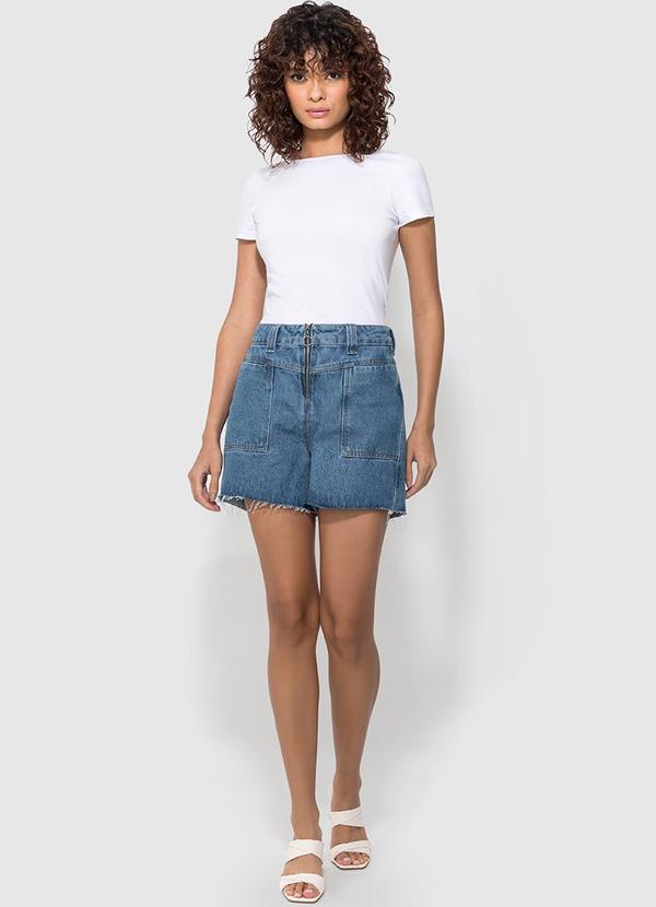 Enfim - Shorts Azul Mom Jeans Cintura Alta 2