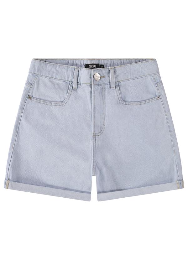 Enfim - Shorts Azul Mom Jeans Cintura Alta