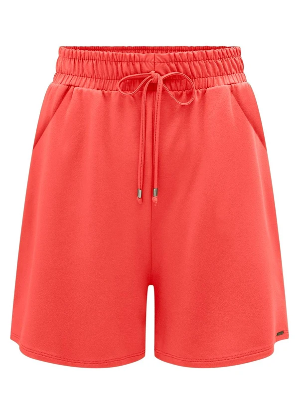 Lunender - Shorts Bolsos Amarração Frontal Viscose Laranja 3