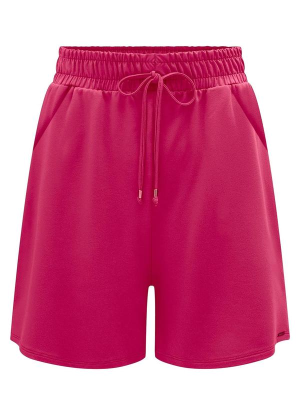 Lunender - Shorts Bolsos Amarração Frontal Viscose Rosa