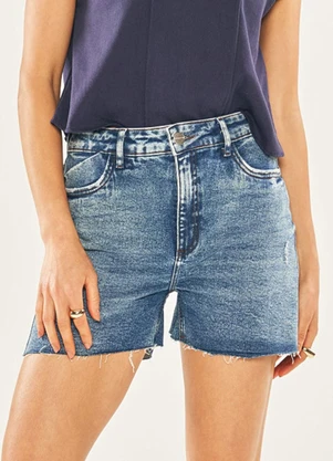 Doce Trama - Shorts Boyfriend em Jeans com Elastano Azul - DOCE TRAMA