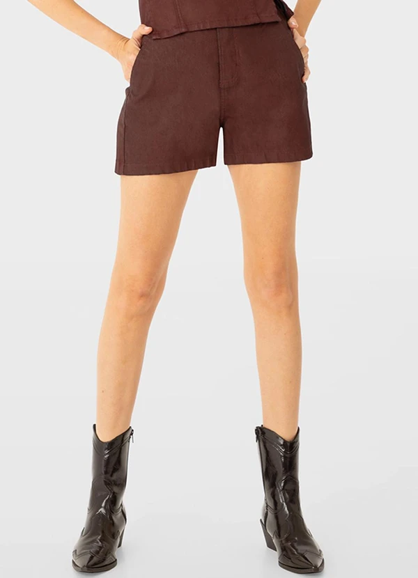 Enfim - Shorts Boyfriend Jeans Vermelho