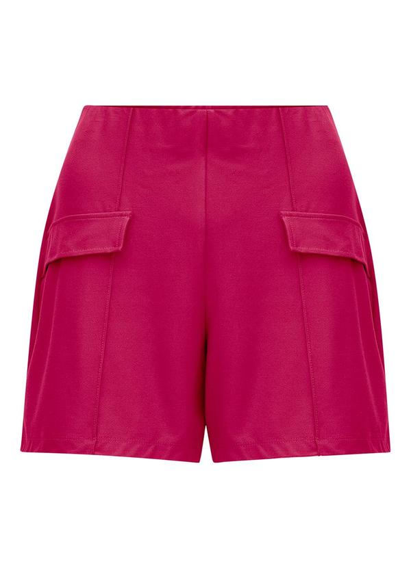 Lunender - Shorts Cintura Alta Lapelas Malha Crepe Rosa 5