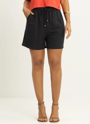 Lunender - Shorts com Amarração Frontal Malha Viscose Preto - LUNENDER