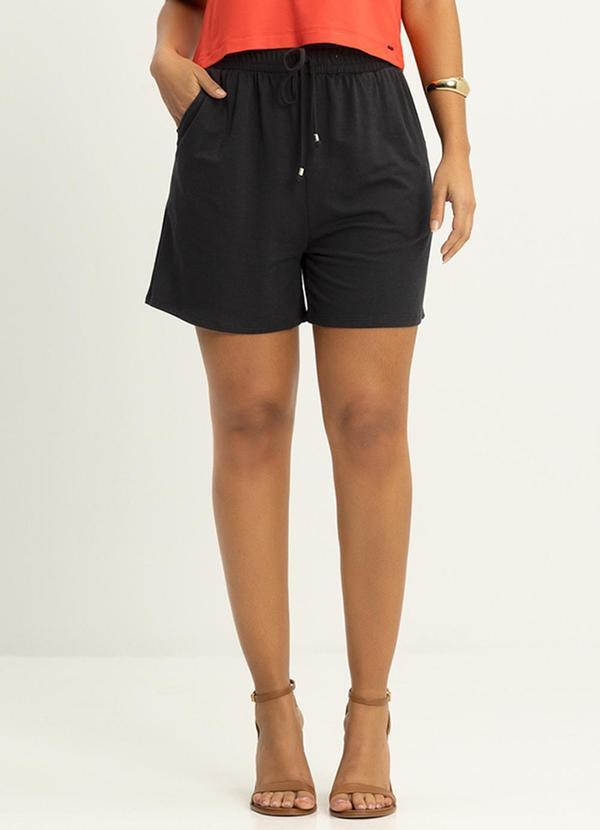 Lunender - Shorts com Amarração Frontal Malha Viscose Preto