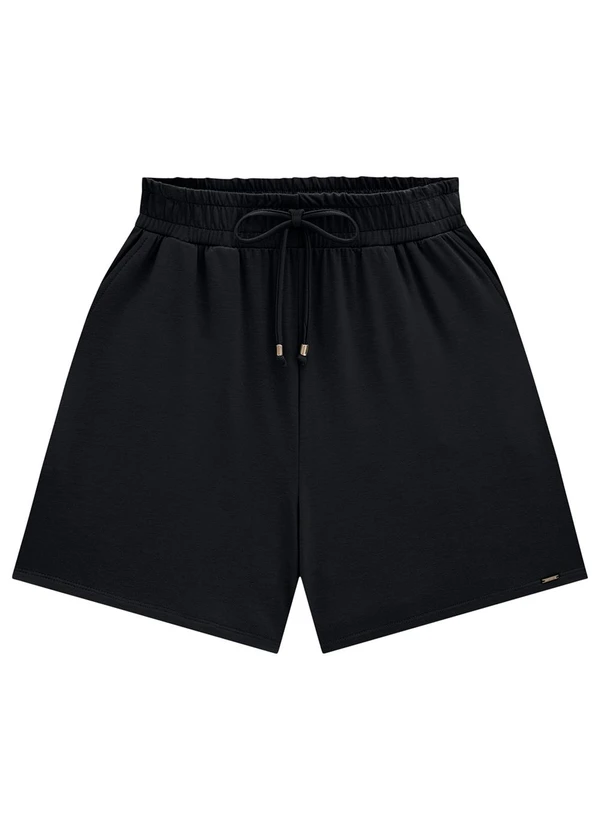 Lunender - Shorts com Amarração Frontal Malha Viscose Preto 3