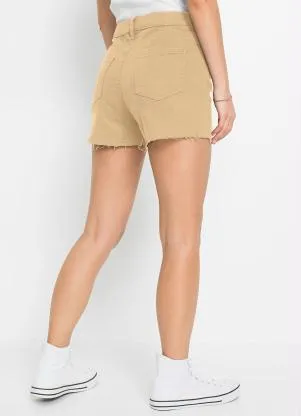 bonprix - Shorts com Bolso Curto Bege - BONPRIX