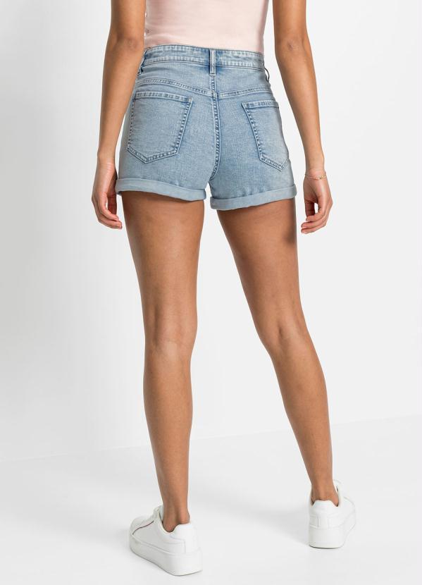 bonprix - Shorts Curto Jeans Azul Marmorizado 2
