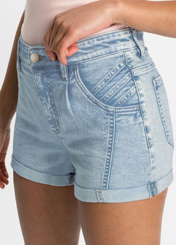 bonprix - Shorts Curto Jeans Azul Marmorizado 3